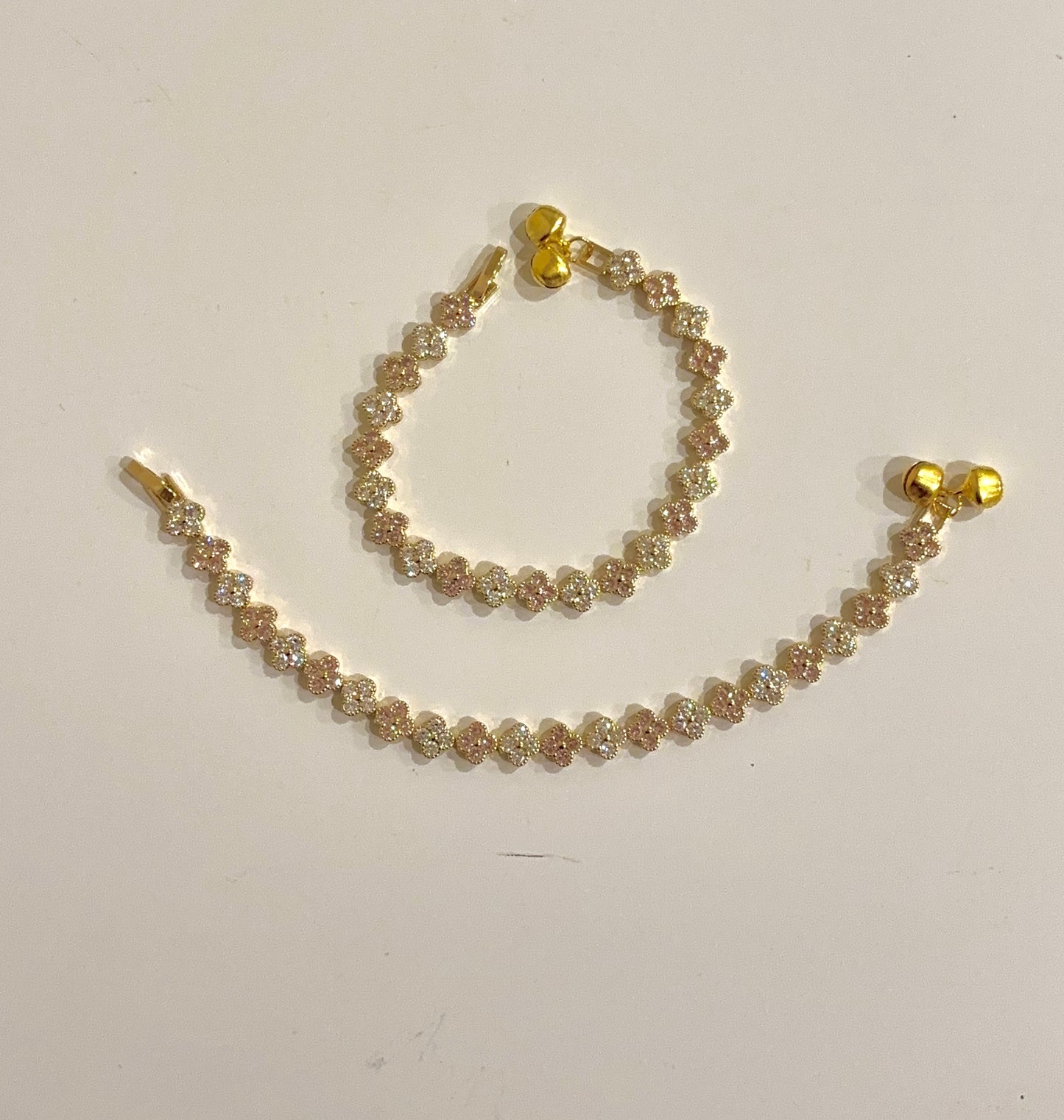 Baby Pink and Gold Clover Jhanjara FULL SET