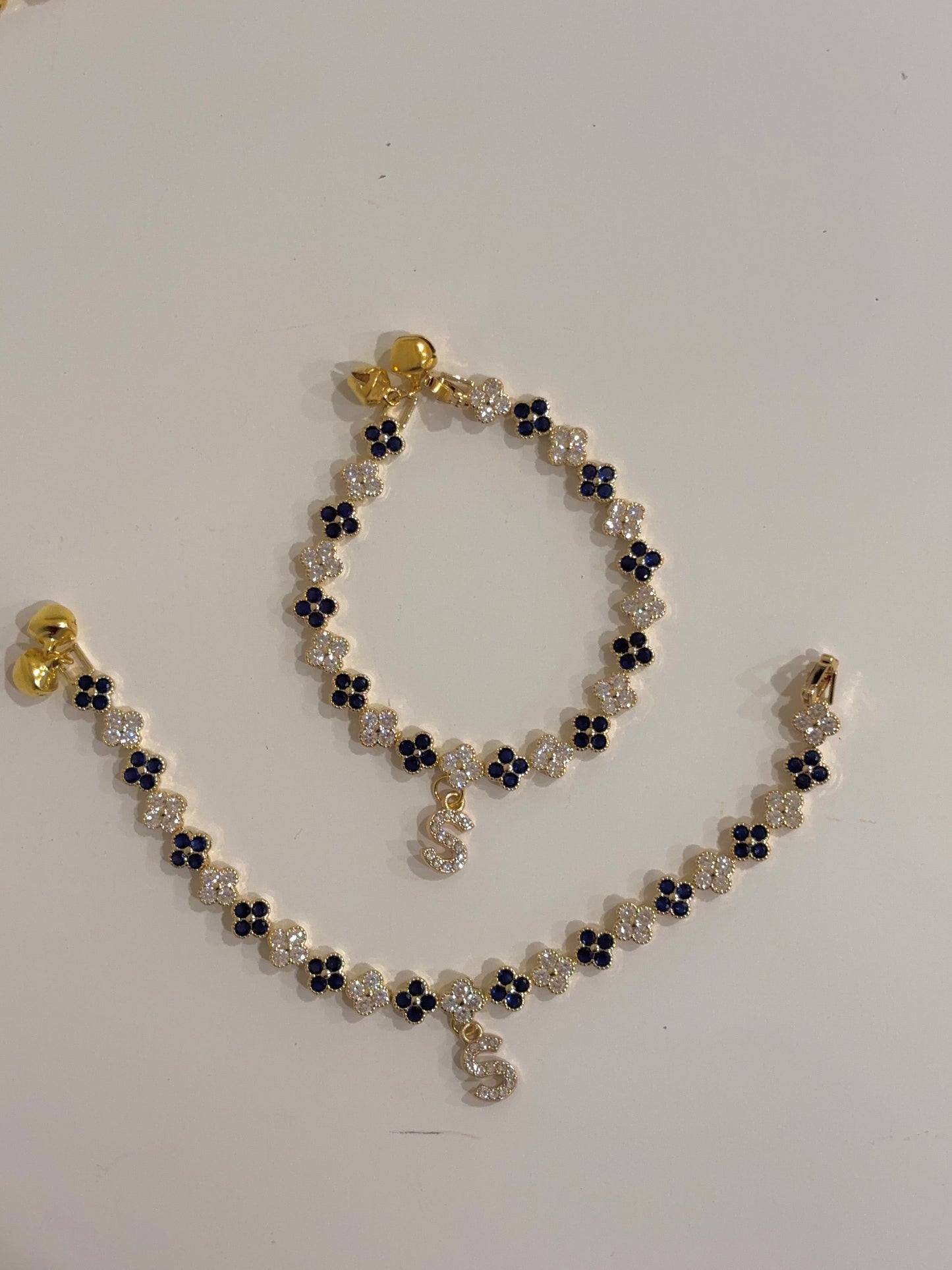 Navy Blue and Gold Clover Jhanjara FULL SET