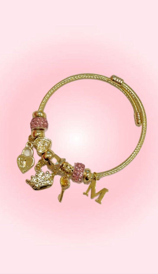 Hot Pink Stainless Steel Charm Bracelet