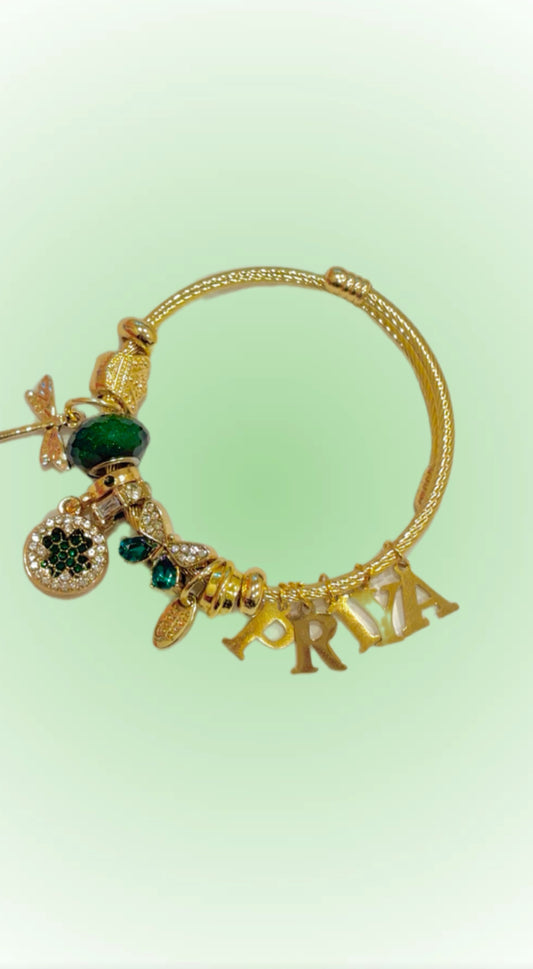 Gemstone Green Charm Bracelet