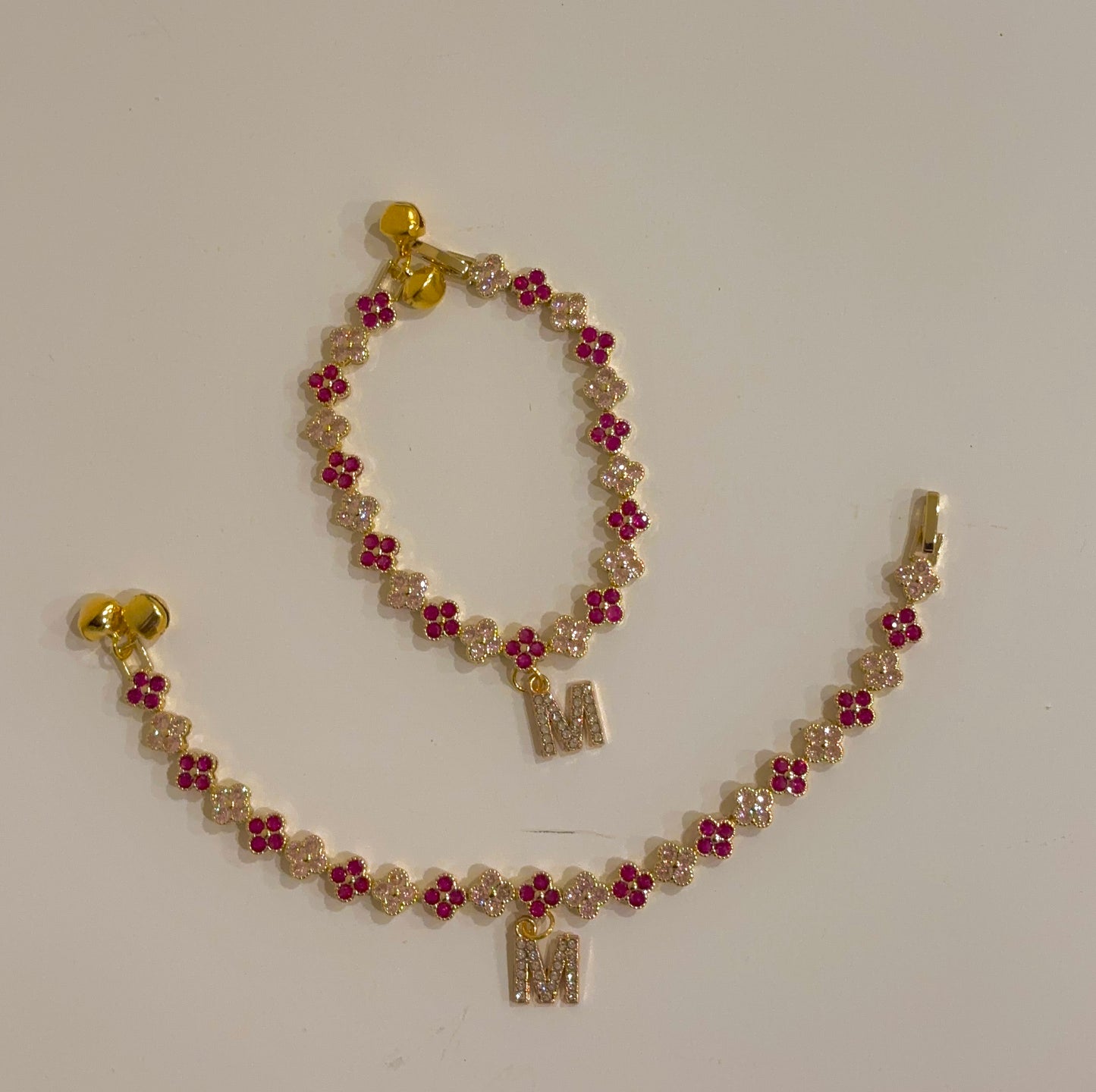 Pink and Gold Clover Jhanjara FULL SET