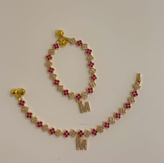 Pink and Gold Clover Jhanjara FULL SET